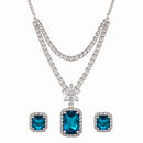 Urthn Glamorous Silver Plated Crystal Stone Necklace Set for Party & Festive Wear(Pack Of 3)