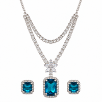 Urthn Glamorous Silver Plated Crystal Stone Necklace Set for Party & Festive Wear(Pack Of 3)