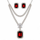 Urthn Glamorous Silver Plated Crystal Stone Necklace Set for Party & Festive Wear(Pack Of 3)