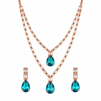 Urthn Glamorous Rose Gold Plated Crystal Stone Necklace Set for Party & Festive Wear(Pack Of 3)