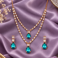 Urthn Glamorous Rose Gold Plated Crystal Stone Necklace Set for Party & Festive Wear