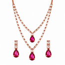 Urthn Glamorous Rose Gold Plated Crystal Stone Necklace Set for Party & Festive Wear(Pack Of 3)