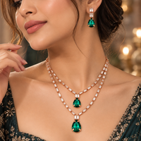 Urthn Glamorous Rose Gold Plated Crystal Stone Necklace Set for Party & Festive Wear(Pack Of 3)