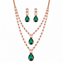 Urthn Glamorous Rose Gold Plated Crystal Stone Necklace Set for Party & Festive Wear(Pack Of 3)