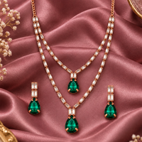 Urthn Glamorous Rose Gold Plated Crystal Stone Necklace Set for Party & Festive Wear