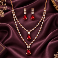 Urthn Glamorous Rose Gold Plated Crystal Stone Necklace Set for Party & Festive Wear(Pack Of 3)