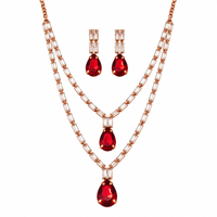 Urthn Glamorous Rose Gold Plated Crystal Stone Necklace Set for Party & Festive Wear(Pack Of 3)