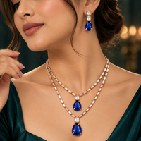 Urthn Glamorous Rose Gold Plated Crystal Stone Necklace Set for Party & Festive Wear(Pack Of 3)