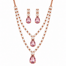 Urthn Glamorous Rose Gold Plated Crystal Stone Necklace Set for Party & Festive Wear(Pack Of 3)