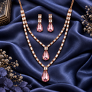 Urthn Glamorous Rose Gold Plated Crystal Stone Necklace Set for Party & Festive Wear