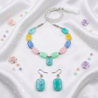 Urthn Colorful Kids Necklace Set with Pearl Beads (Assorted Color)(Pack of 6)