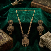 Urthn South Indian Style Antique Gold Plated Pearl Necklace Set  (Pack of 6)