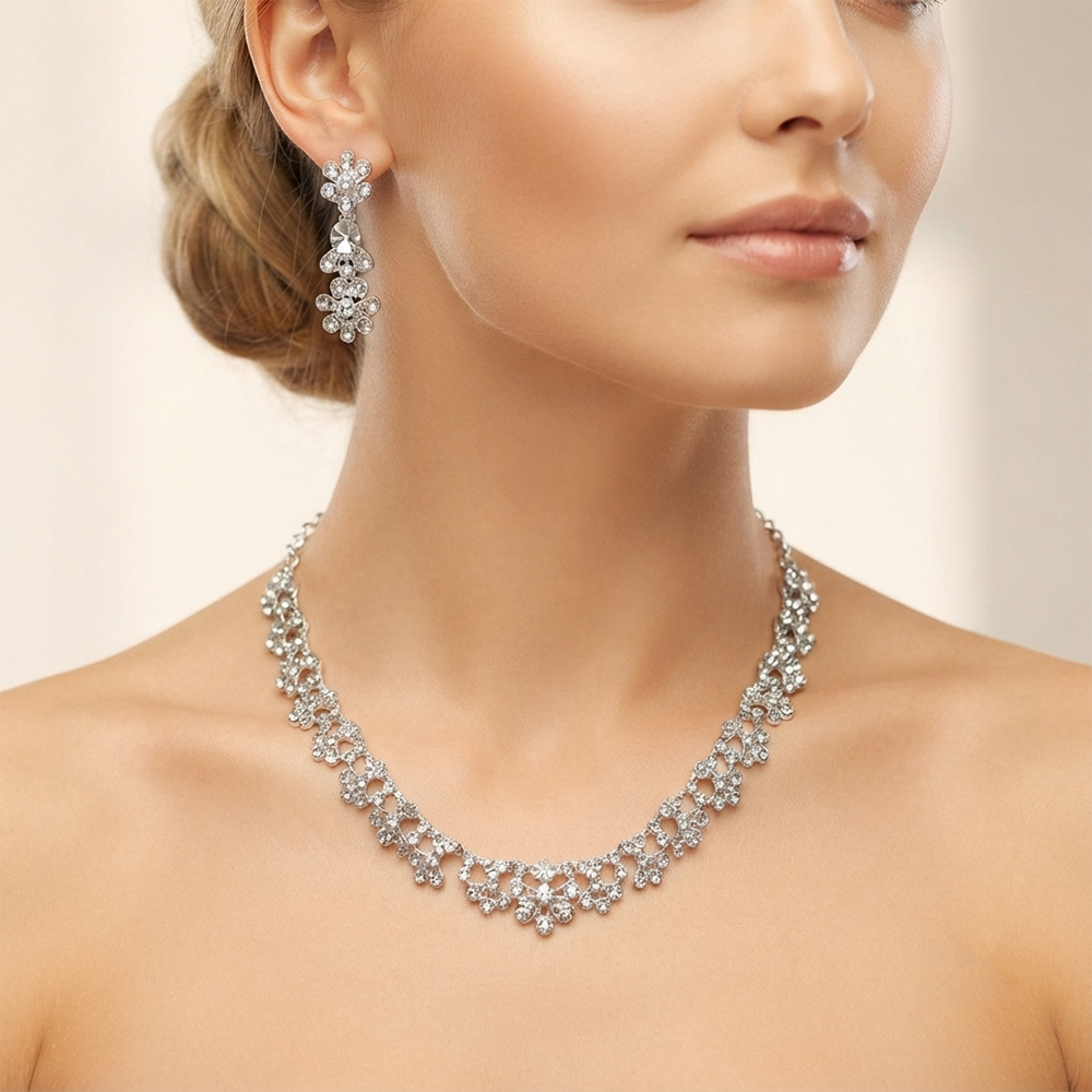Darshana Jewels Glamorous Austrian Stone  Necklace Set (Set of 3)