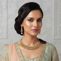 Urthn Gold Plated Pearl & Crystal Necklace Set for Women Traditional Jewellery (pack Of 3)