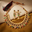 Darshana Jewels Elegant Pota Stone Austrian Stone & Pearl Necklace Set for Women 