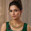 Darshana Jewels Fashion Austrian Stone Pota Stone Pearl Necklace Set for Women 