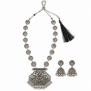Urthn Oxidised Plated Pearl Long Necklace Designer Jewellery Set
