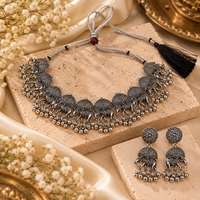 Urthn Statement Oxidised Plated Elephant Choker Necklace Set