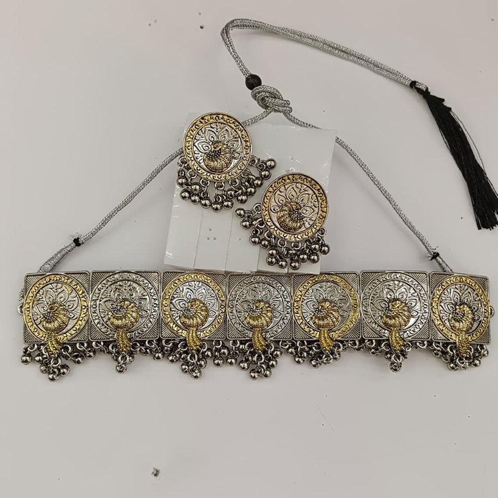 Urthn 2 Tone Plated Fashion Choker Necklace Set for Women