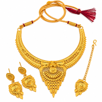 Urthn Elegant Gold Plated Ethnic Necklace Set with Maangtikka | Wedding & Special Occasion Jewellery(Pack Of 3 )