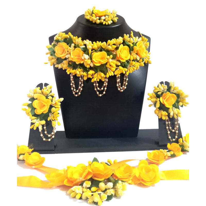 Kavya's Kreation Flower Necklace Set for Haldi Ceremony Combo Set