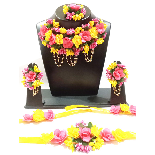 Kavya's Kreation Flower Necklace Set for Haldi Ceremony Combo Set