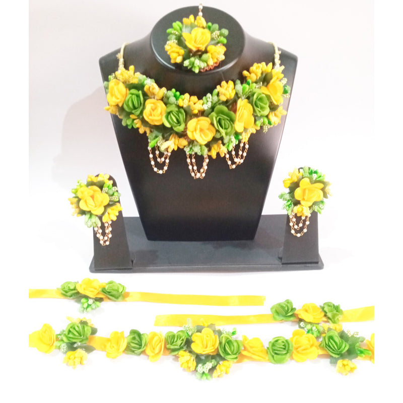 Kavya's Kreation Flower Necklace Set for Haldi Ceremony Combo Set