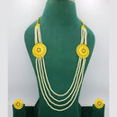 Mahavir Dye Gold Plated Pearl Long Necklace Set