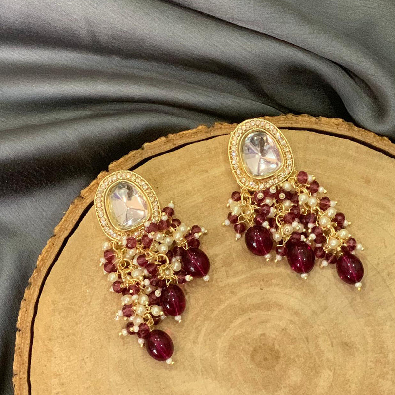 Deep Enterprises Gold Plated Crystal Stone Dangler Earrings