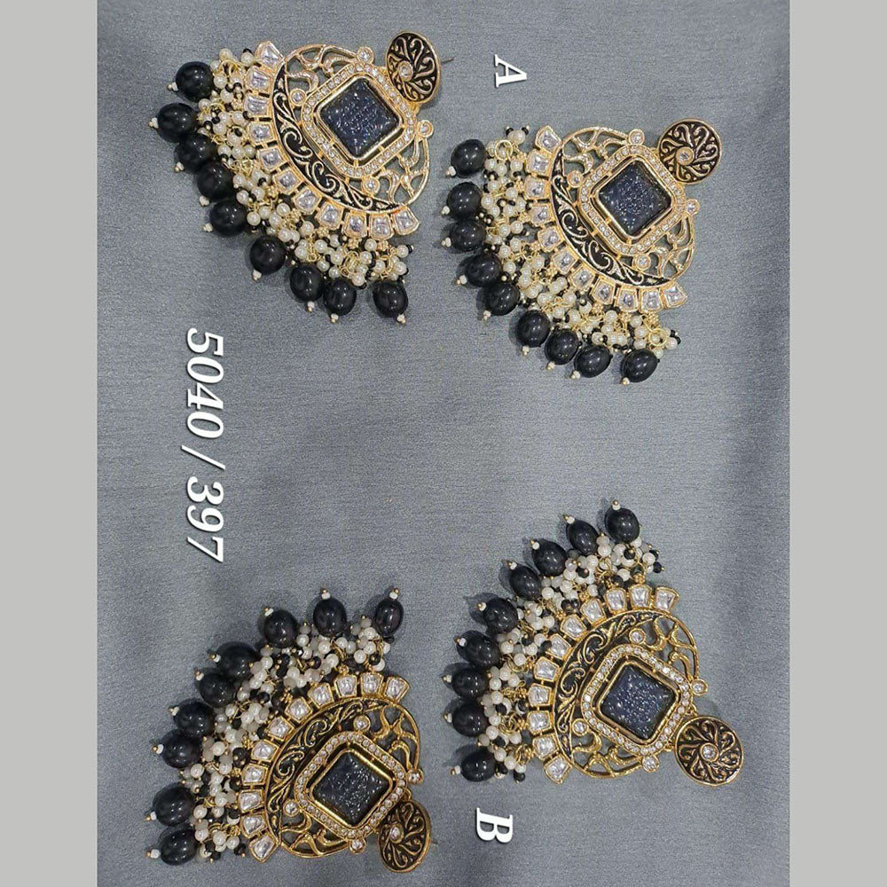 Deep Enterprises Kundan Stone And Beads Dangler Earrings