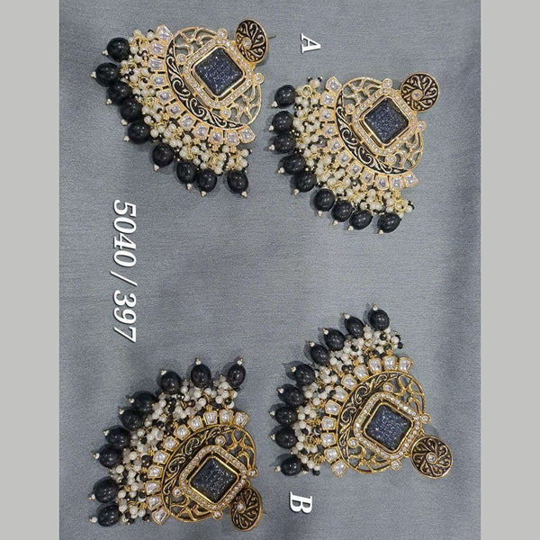 Deep Enterprises Kundan Stone And Beads Dangler Earrings