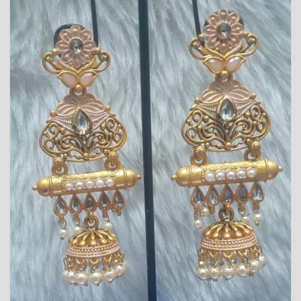 Infinity Jewels Gold Plated Crystal Stone And Meenakari Jhumki Earrings