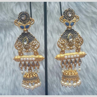 Infinity Jewels Gold Plated Crystal Stone And Meenakari Jhumki Earrings