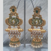 Infinity Jewels Gold Plated Crystal Stone And Meenakari Jhumki Earrings