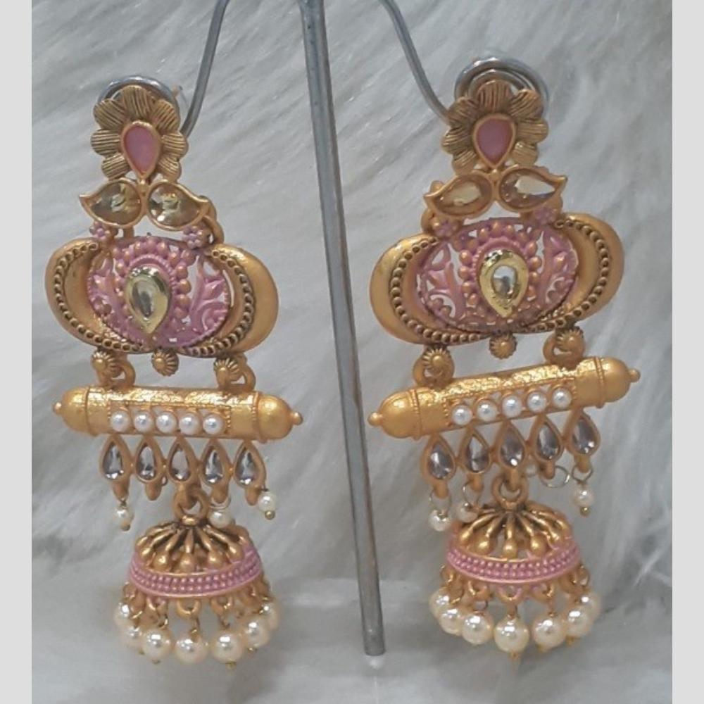 Infinity Jewels Gold Plated Crystal Stone And Meenakari Jhumki Earrings