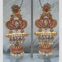 Infinity Jewels Gold Plated Crystal Stone And Meenakari Jhumki Earrings