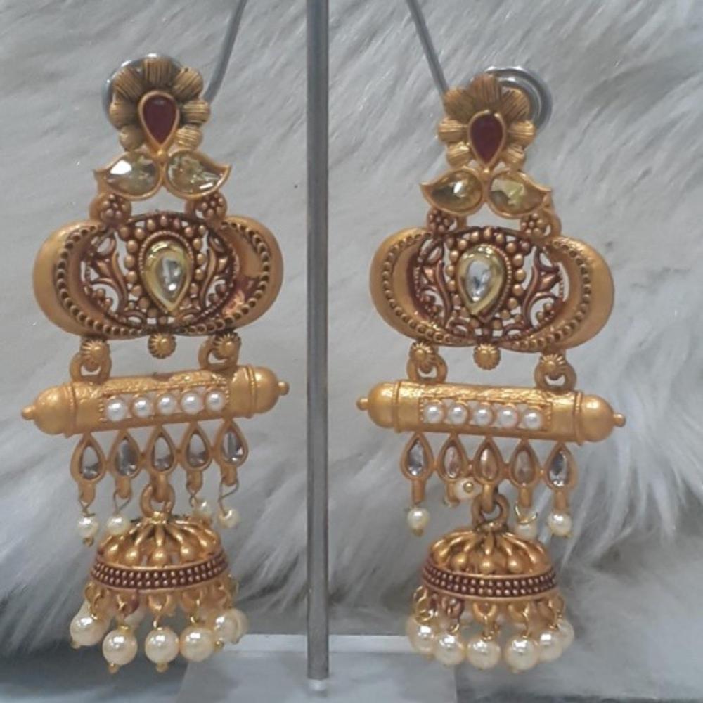 Infinity Jewels Gold Plated Crystal Stone And Meenakari Jhumki Earrings