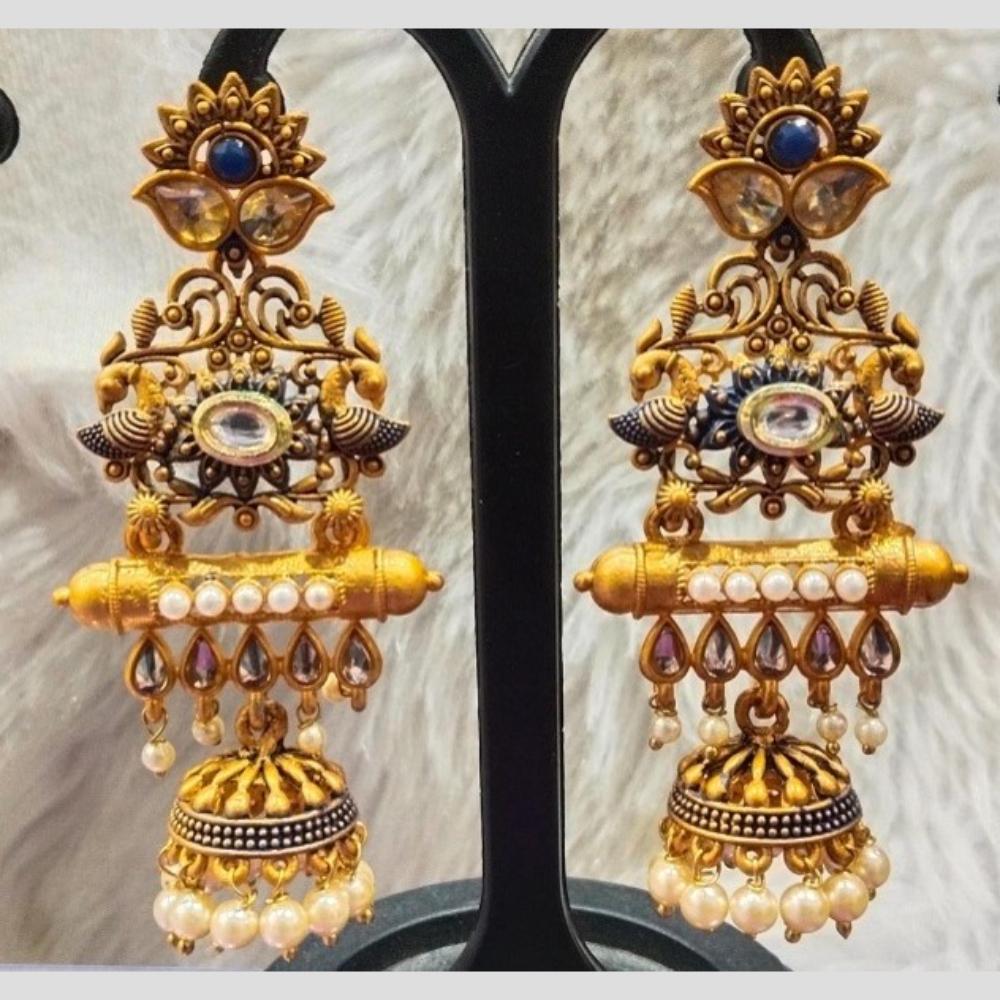 Infinity Jewels Gold Plated Crystal Stone And Meenakari Jhumki Earrings