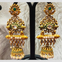 Infinity Jewels Gold Plated Crystal Stone And Meenakari Jhumki Earrings