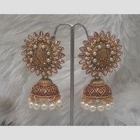 Infinity Jewels Gold Plated Crystal Stone And Meenakari Jhumki Earrings