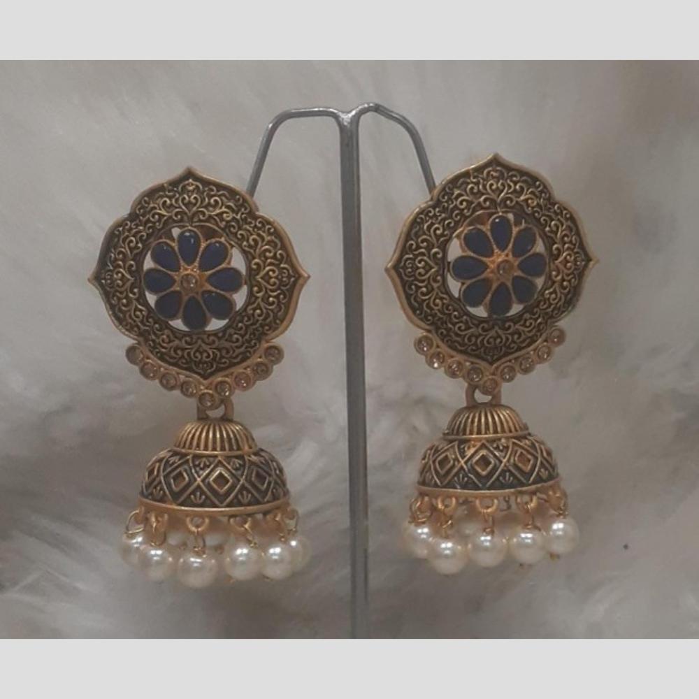 Infinity Jewels Gold Plated Crystal Stone And Meenakari Jhumki Earrings