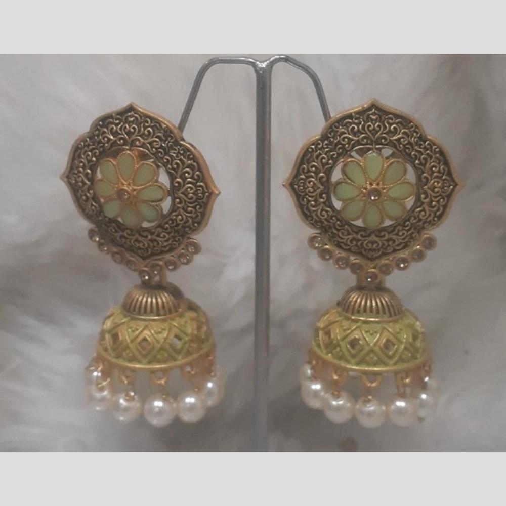 Infinity Jewels Gold Plated Crystal Stone And Meenakari Jhumki Earrings