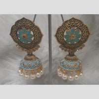 Infinity Jewels Gold Plated Crystal Stone And Meenakari Jhumki Earrings