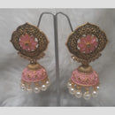 Infinity Jewels Gold Plated Crystal Stone And Meenakari Jhumki Earrings