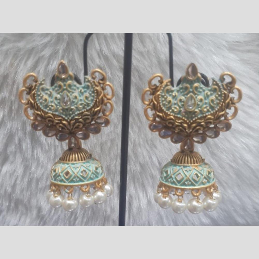 Infinity Jewels Gold Plated Crystal Stone And Meenakari Jhumki Earrings