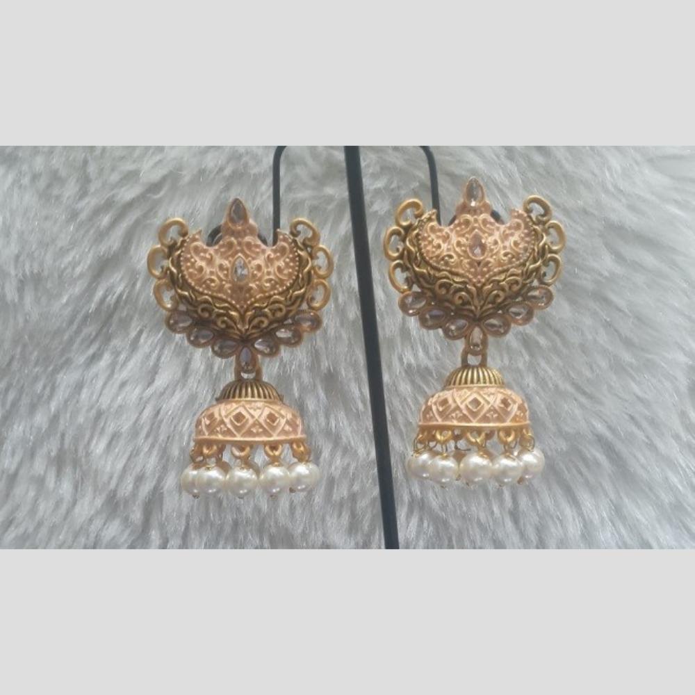 Infinity Jewels Gold Plated Crystal Stone And Meenakari Jhumki Earrings