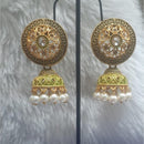 Infinity Jewels Gold Plated Crystal Stone And Meenakari Jhumki Earrings