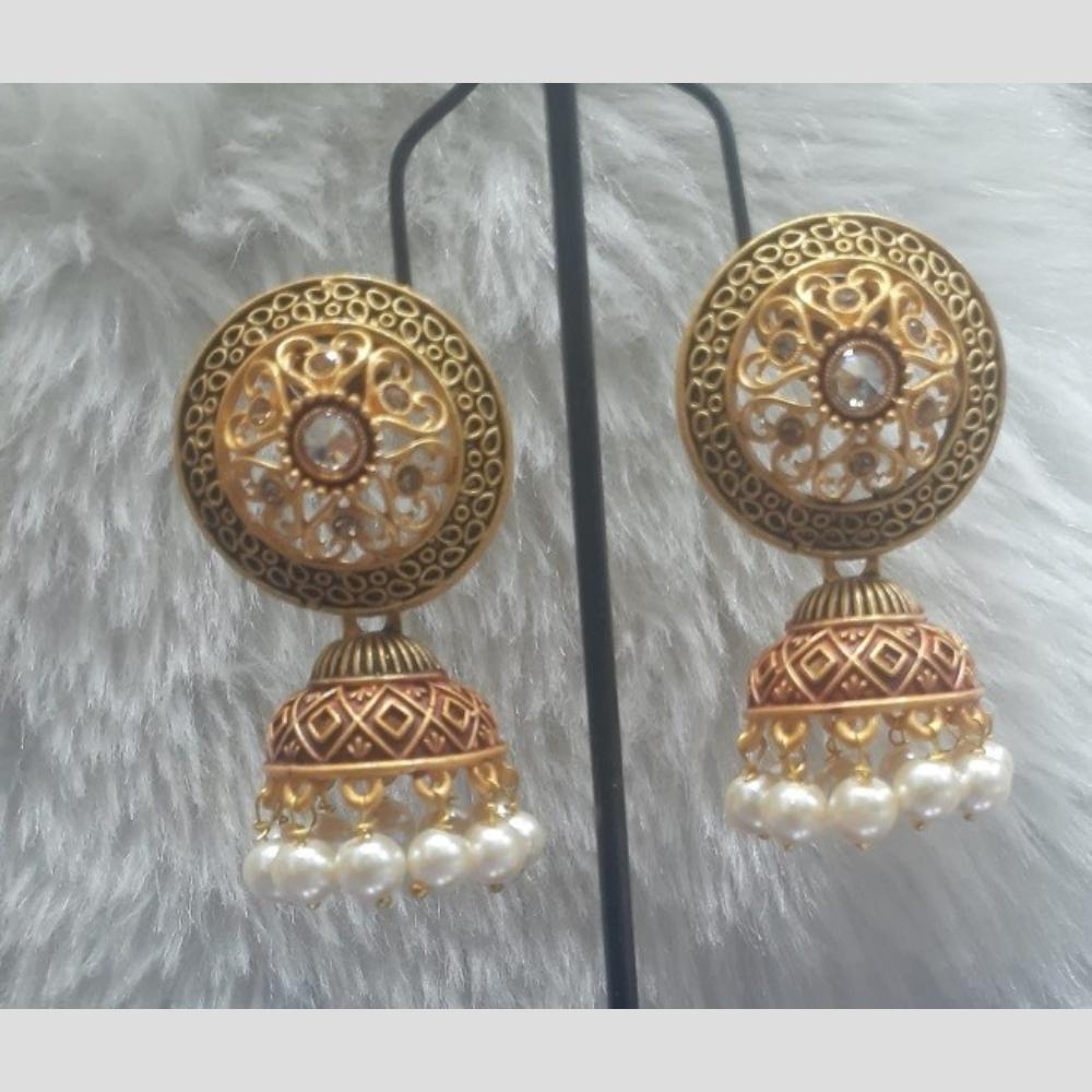 Infinity Jewels Gold Plated Crystal Stone And Meenakari Jhumki Earrings