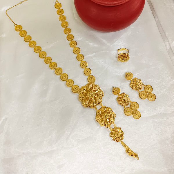 Neu Gold Designer Forming Gold Long Necklace Set