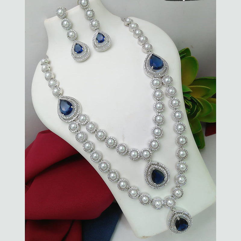 Everlasting Quality Jewels Silver Plated AD Long Necklace Set